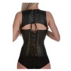 New Wild Steel Boned Tight Lacing Sexy Fetish Clincher Gothic Black Leather Under Bust Corset 